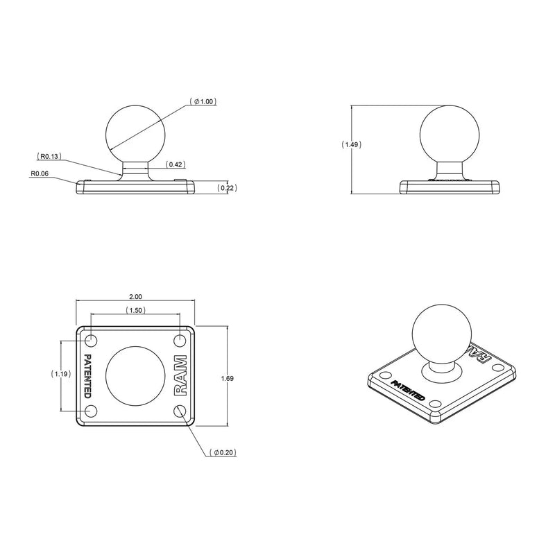 Ball Adapter With AMPS Plate - B Size