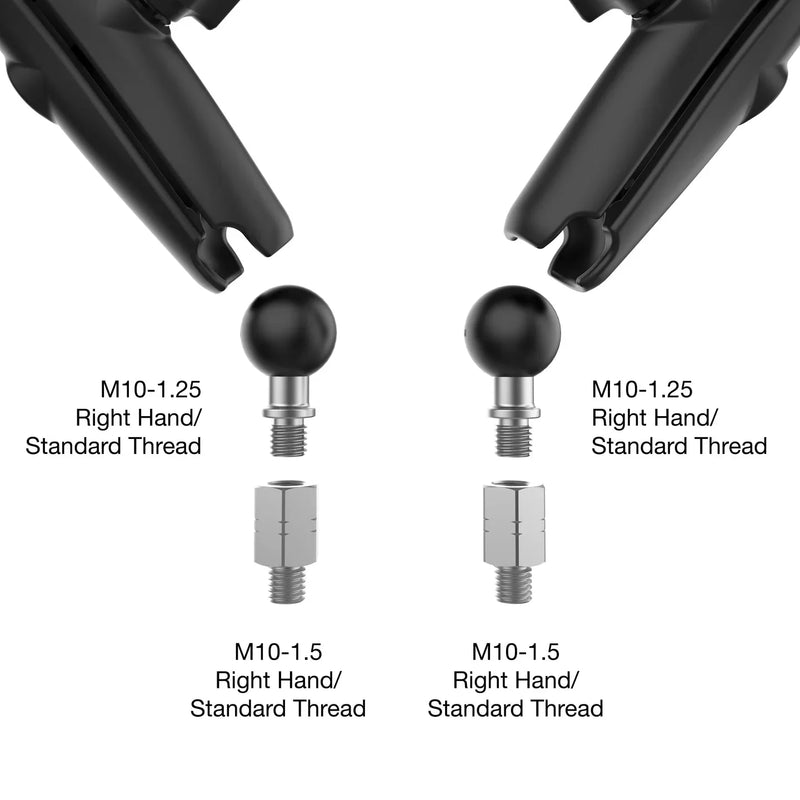 Tough-Mirror™ Kit with M10-1.25 Bases + M10-1.5 Adapters - Long Arm