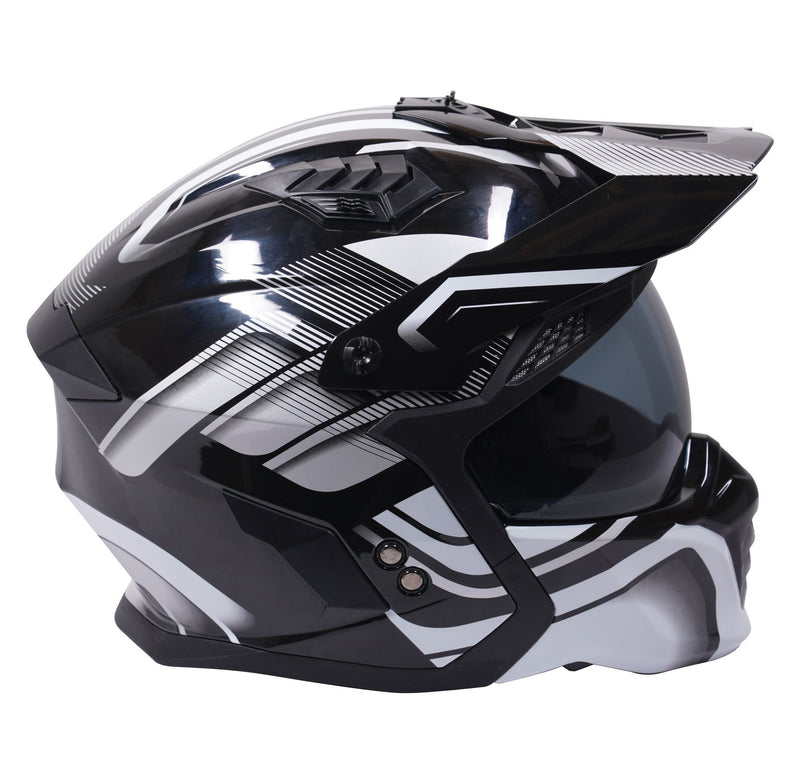 Fighter HS711 Convertible Helmet Graphic Orbit Black / Gloss Silver