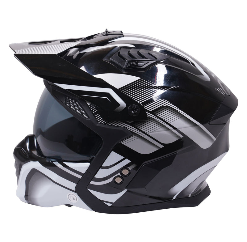 Fighter HS711 Convertible Helmet Graphic Orbit Black / Gloss Silver