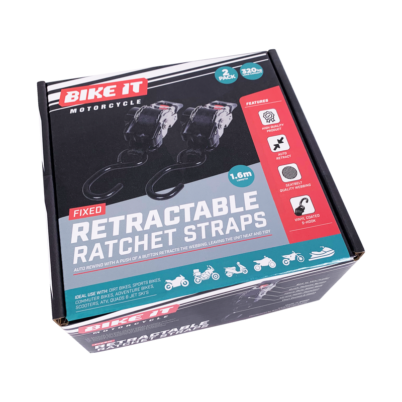 Fixed Auto Retractable Ratched Tiedowns 25mm x 1.6M 2pcs