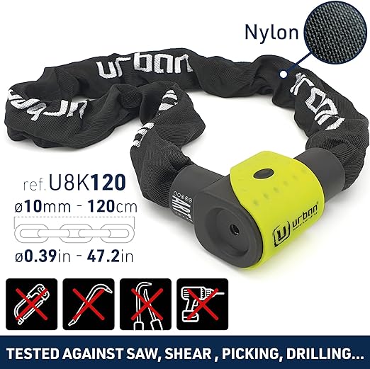 Security 10K120 120cm Motorcycle Chain + Integrated Lock - Security Level 15