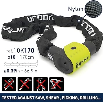 Security 10K170 170cm Motorcycle Chain + Integrated Lock - Security Level 15