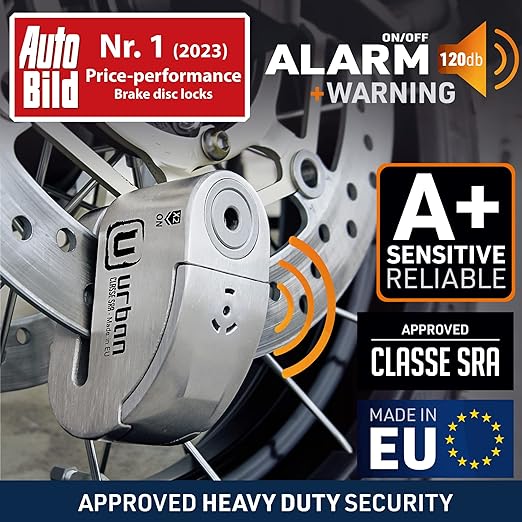 Security UR14S Motorcycle Disc Lock With Alarm - Security Level 19