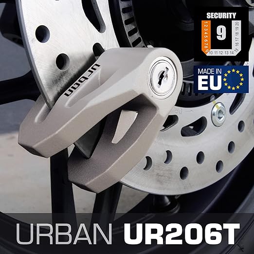Security UR206T Motorcycle Disc Lock + Reminder Cable - Security Level 10
