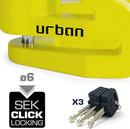 Security UR206Y Motorcycle Disc Lock + Reminder Cable - Security Level 10