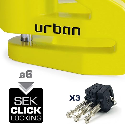 Security UR206Y Motorcycle Disc Lock + Reminder Cable - Security Level 10