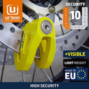Security UR208Y Motorcycle Disc Lock + Reminder Cable - Security Level 10