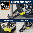 Security UR74100 100cm Motorcycle Chain + Lock - Security Level 19