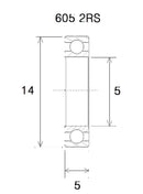 B5 Bearing - 5 X 14 X 5 MM