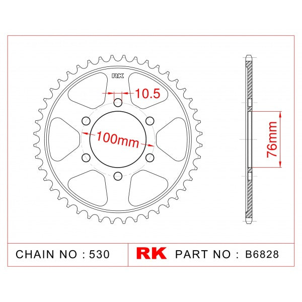 Rear Sprocket For RK-B6828-52 JTR816 Afam 14902