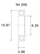 B5 Bearing - 6.35 X 15.88 X 4.98 MM