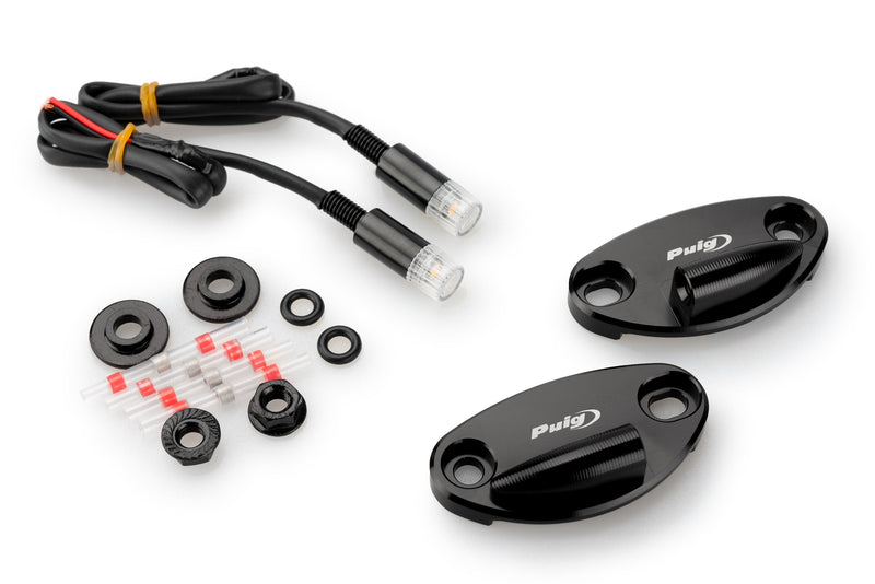 Mirror Caps with Integrated Indicator Black For Kawasaki ZX-10R 2016-Current