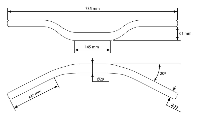 Handlebar 22mm Conical 61mm Rise Red