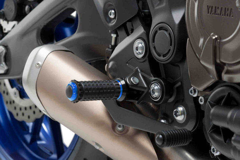Hi-Tech R-Fighter S Footpegs Blue Anodised Aluminium with Removable Black Rubber Grip