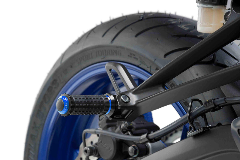 Hi-Tech R-Fighter S Footpegs Blue Anodised Aluminium with Removable Black Rubber Grip