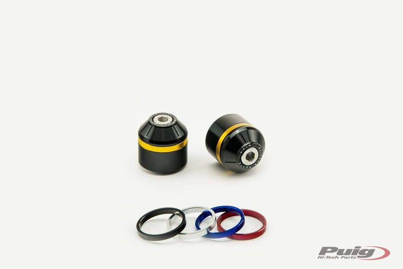 Hi-Tech Short Bar Ends Black w /  Coloured Rings For Kawasaki ZX10-R 2016-Current