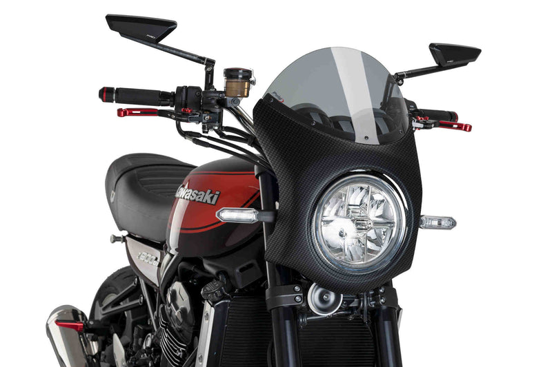 Retro Semi Fairing Carbon Look with Light Smoke Screen For Kawasaki Z 900 RS 2017-Current