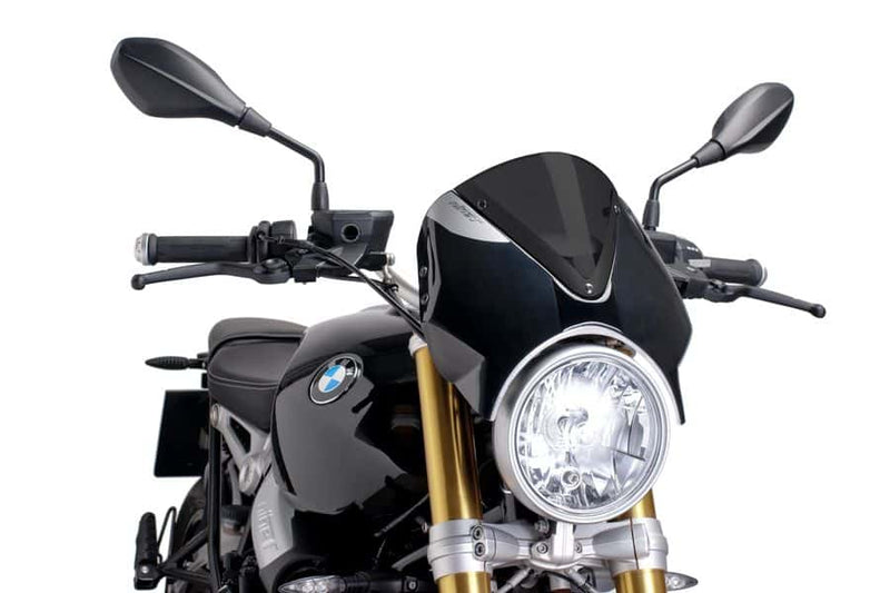 Retrovision Nose Fairing Black with Dark Smoke Screen For BMW R Nine T 2014-2020