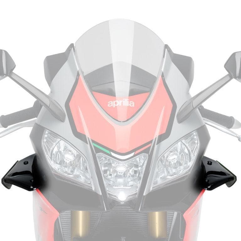 Side Downforce Spoilers Black / Black For Aprilia RSV 4 RF 2015-2020