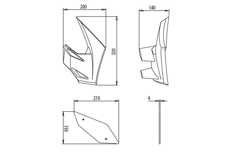Side Downforce Spoilers Green For Kawasaki Z 900 2020-Current