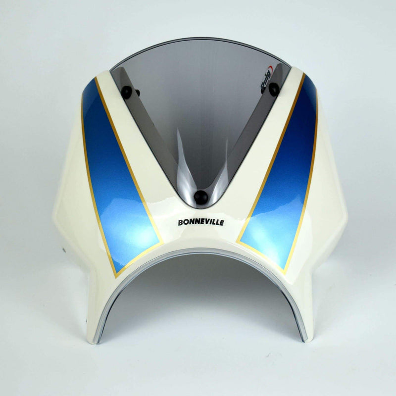 Fly Screen Fusion White & Aegean Blue For Triumph Bonneville T100 2016-Current