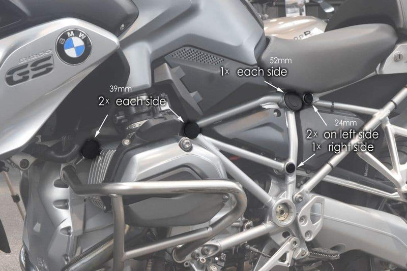 Frame End Caps Matt Black For BMW R1200 GS 2013-2018