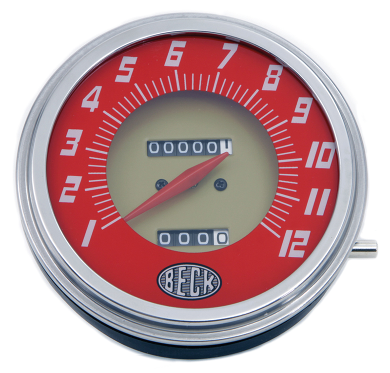 V-Twin Speedometers For Flathead Servi-Car & Big Twin Replica Red-Gold Speedo 2:1 Fl55  InchBeck Inch