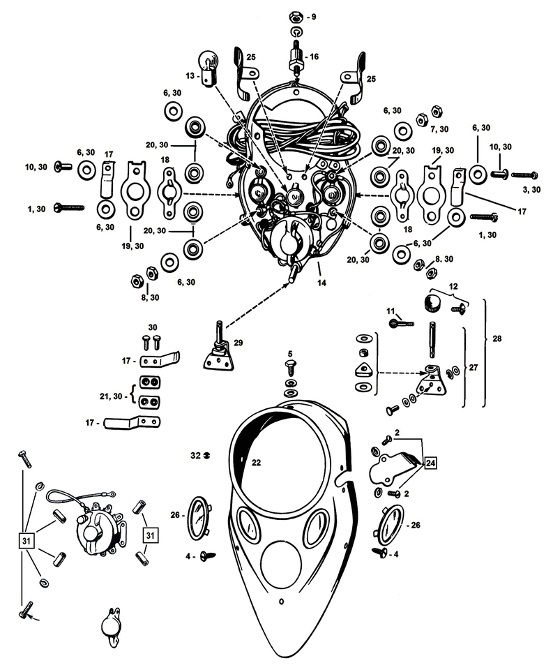 Instrument Panel 1937-1946 Chr Cat Eye Dash Cover With Lenses