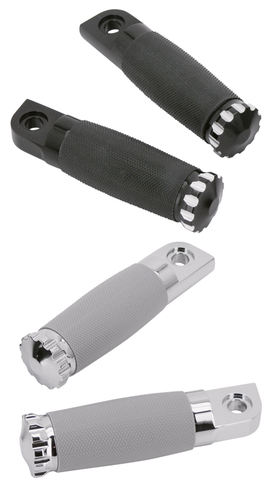 Black Turbo Footpegs Grey Rubber