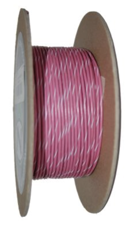 18-Gauge Pink/White Stripe 100 Spool Primary Wire