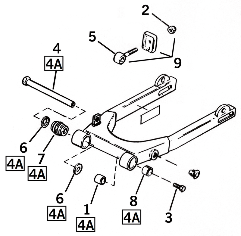 Swingarm Parts For 1982-2003 Sportster Pivot Bolt Kit W/Bearings XL82-03