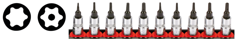 1/4 Inch Socketbitset Torx 10Pc On Rail