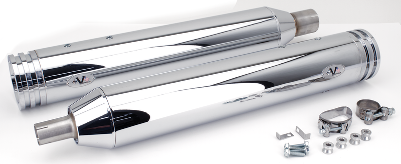 Twin Chrome Muffler Set D.114Mm D.Ring Cap Fl