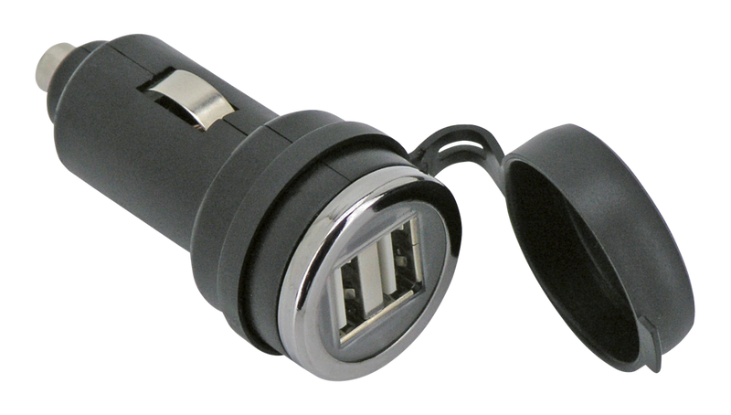 12V Twin Usb Adapter Plug W/Cover