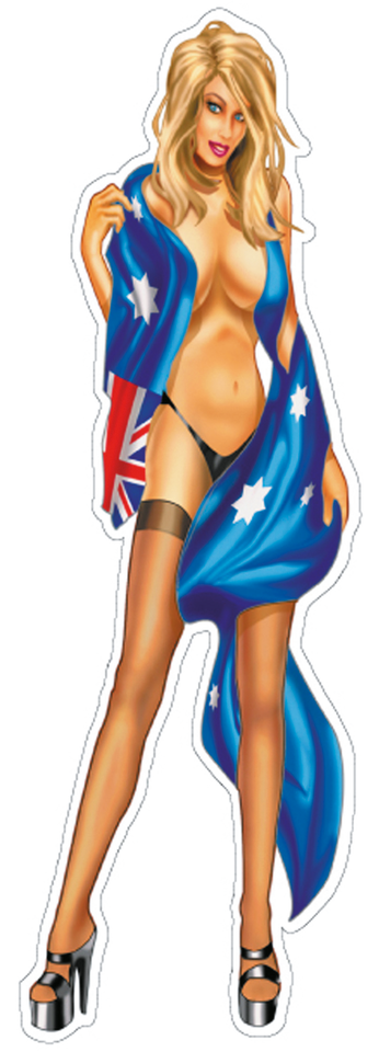 Australian Flag Babe Decal 2.75 Inch X8.3 Inch