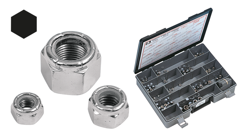 Assortment Tray Nylon Insert Hex Nuts Chrome