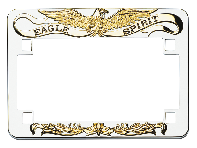 License Plate Frame Eagle Spirit Gold/Chrome