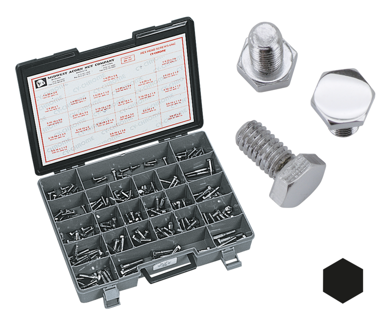 Assortment Tray Hex Head Screws Chrome 215pk UNC