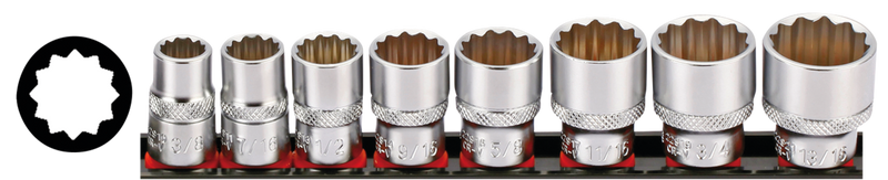 3/8 Inch Socketset Inch Sizes 8Pc On Rail