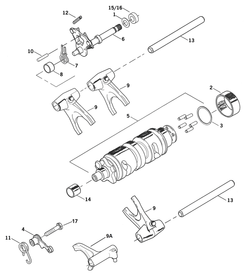 Shifter Parts For 2004 To Present Sportster & Air Cooled Buell Shifter Shaft XL06-Up