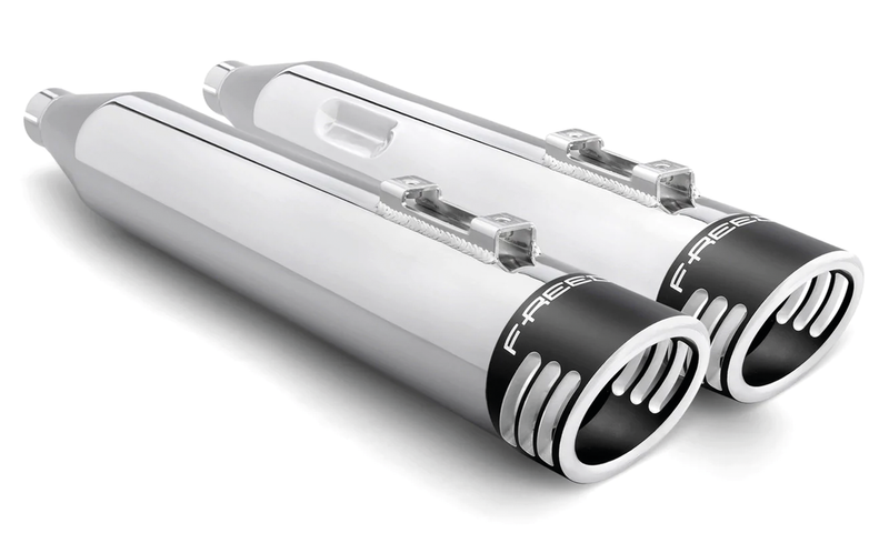 4 Inch Racing Slip-Ons Chrome/Black Sculpted FLH/T17-UP