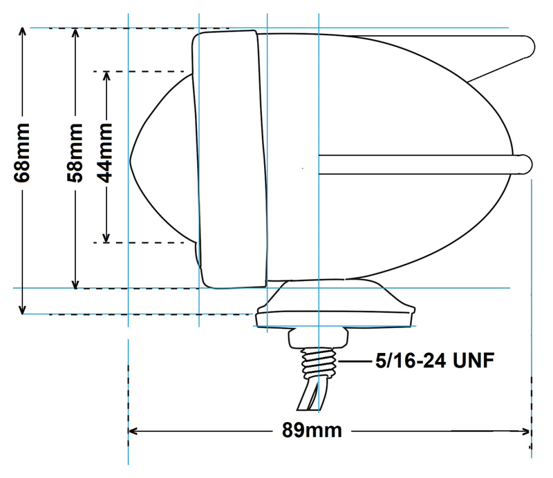 3 Winged Bullet Light Red Single Filament