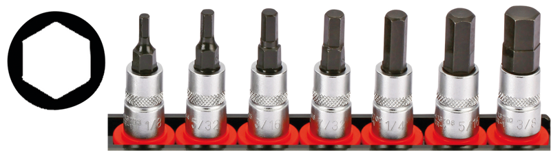1/4 Inch Socketbitset Hex Inch Sizes 7Pc On