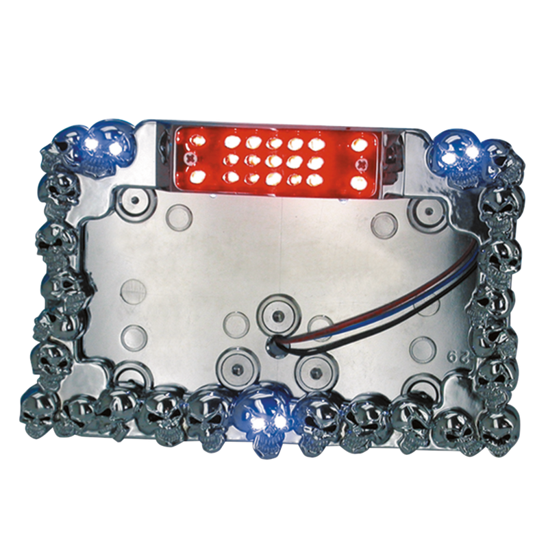 Licenceplate Led Chrome/W Skulls Side Mount