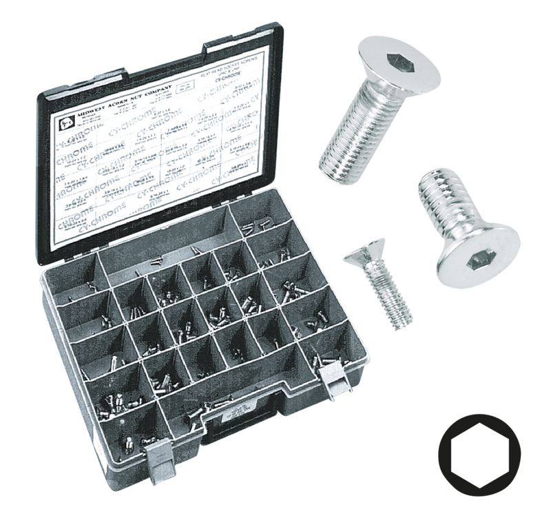 Assortment Tray Chrome flat Head Socket 24 Sizes