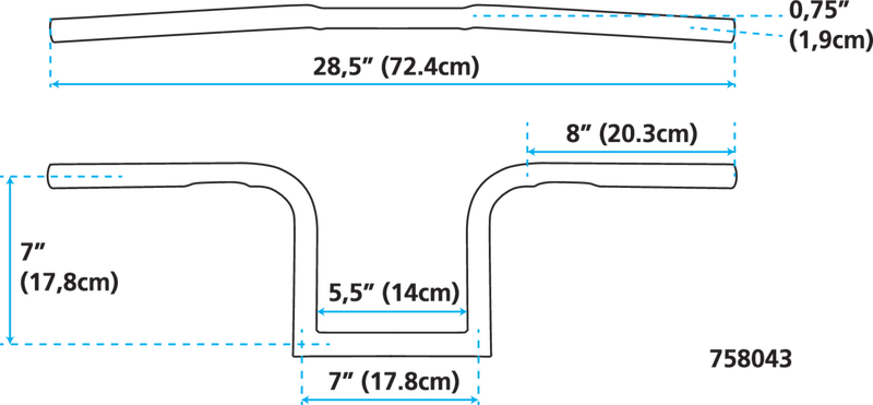 GZP SoCal Chrome 1 Inch Handlebar Dimpled 8-1/4