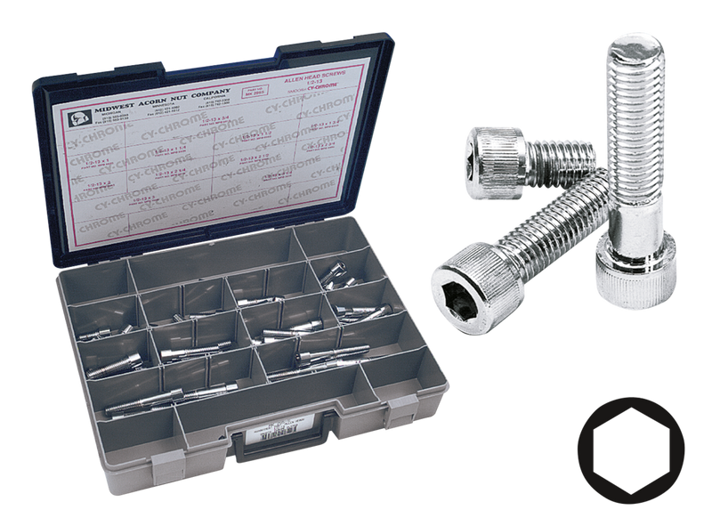 Assortment Tray Chrome Allen Head Screws 1/2 UNC