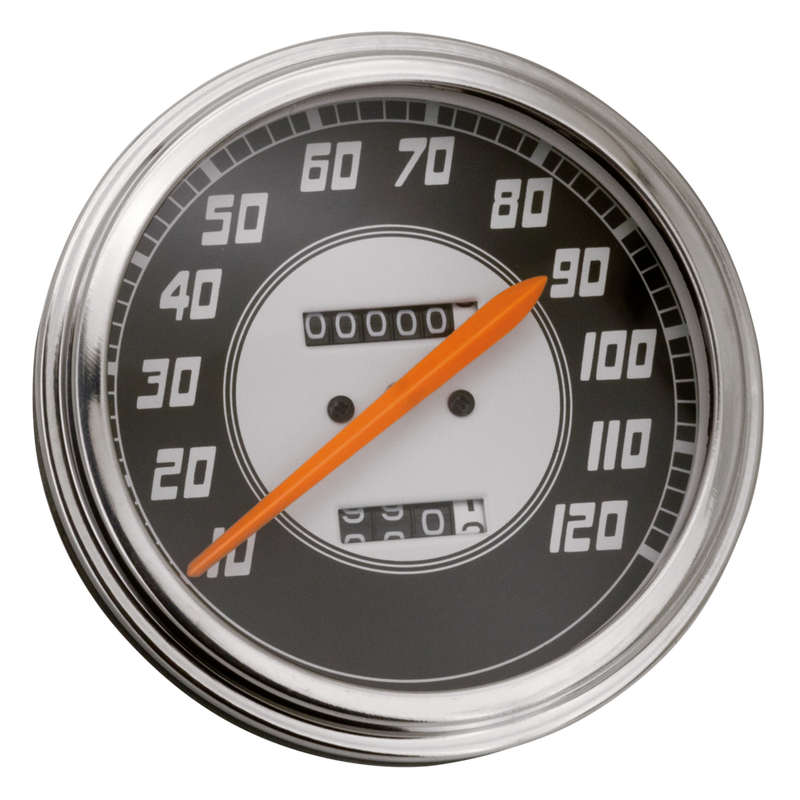 V-Twin Speedometers For Flathead Servi-Car & Big Twin Replica Speedo Black Face 2:1 Ratio Orng