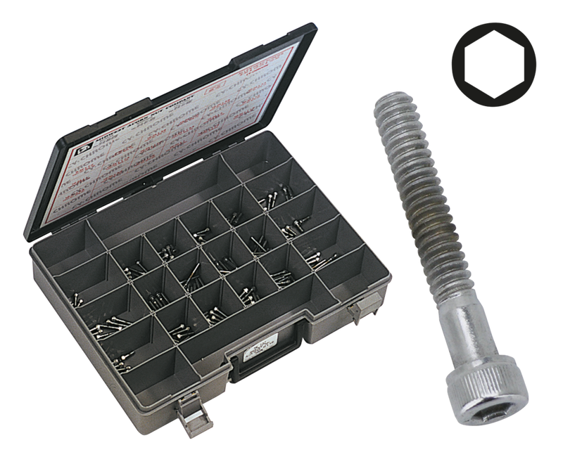 Assortment Tray Chrome Allen Head Screws (180)